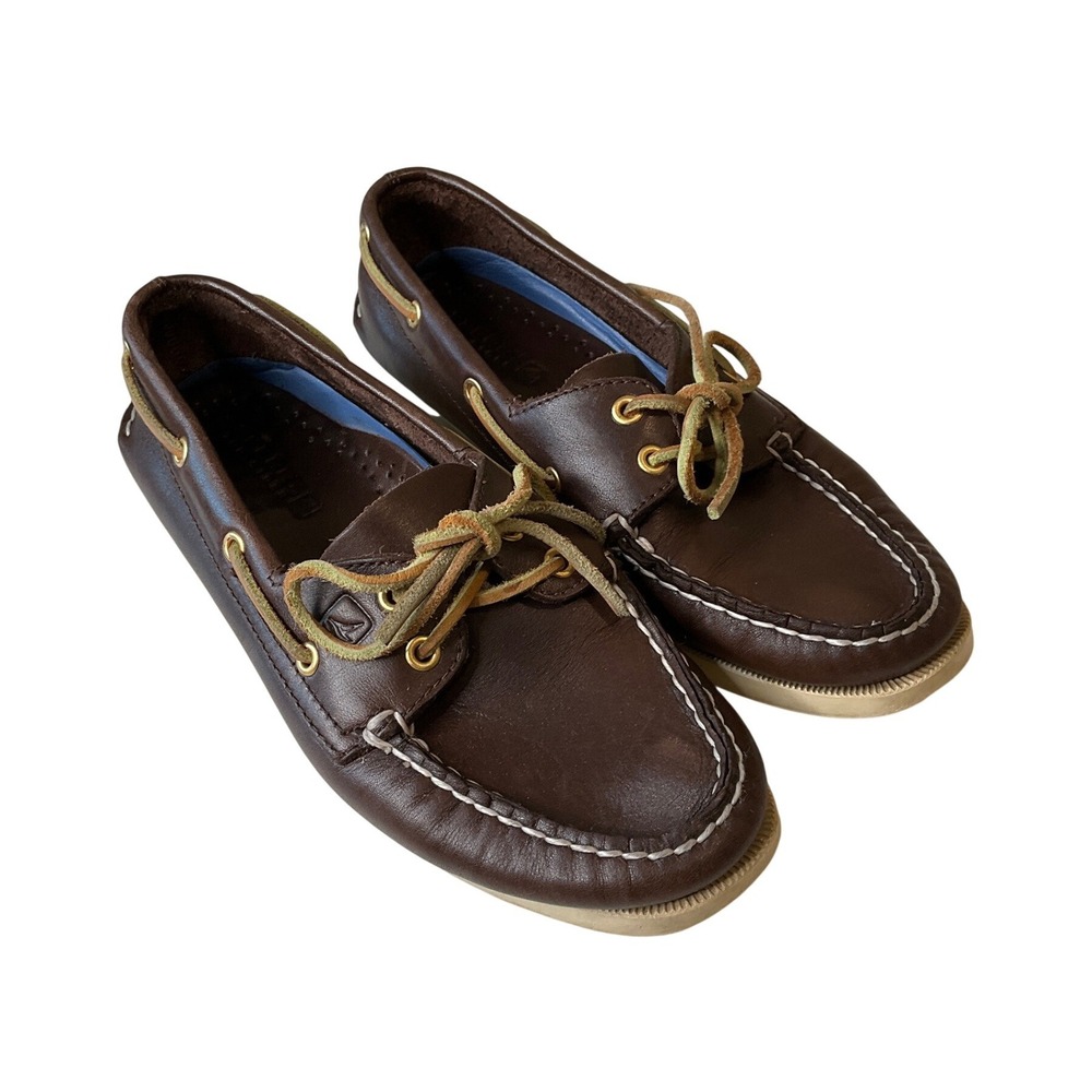 Sperry Top Slider Loafers Brown Leather Preppy Luxury Non-Marking Classic 6.5